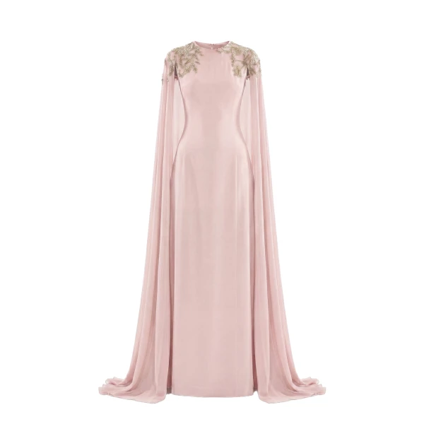 Saiid Kobeisy Embellished Crepe Kaftan in Heavenly Pink, Style 12