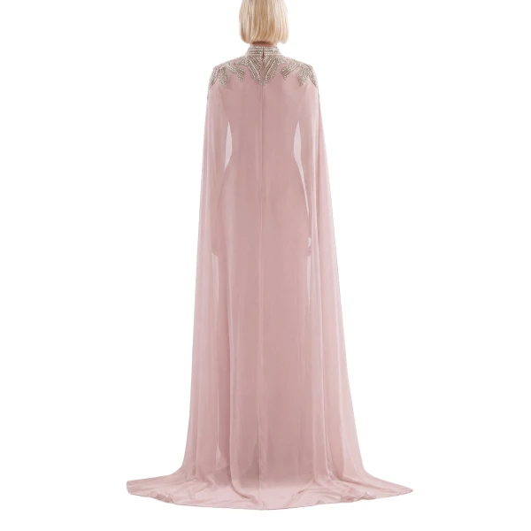 Saiid Kobeisy Embellished Crepe Kaftan in Heavenly Pink, Style 13, view 3