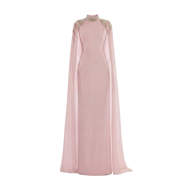 Saiid Kobeisy Embellished Crepe Kaftan in Heavenly Pink, Style 13
