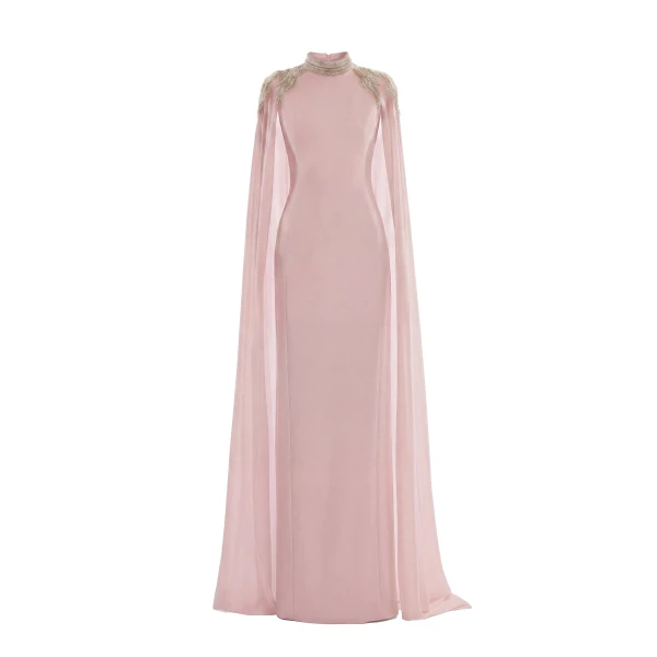 Saiid Kobeisy Embellished Crepe Kaftan in Heavenly Pink, Style 13