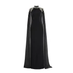 Saiid Kobeisy Embellished Crepe Kaftan in Jet Black, Style 13