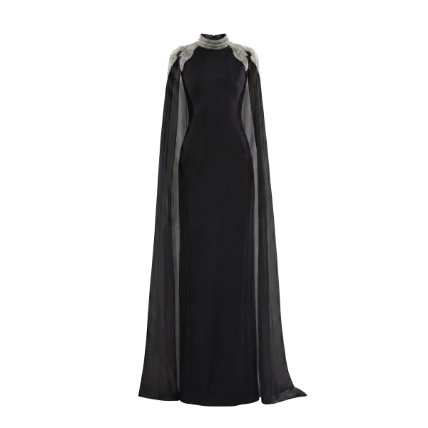 Saiid Kobeisy Embellished Crepe Kaftan in Jet Black, Style 13