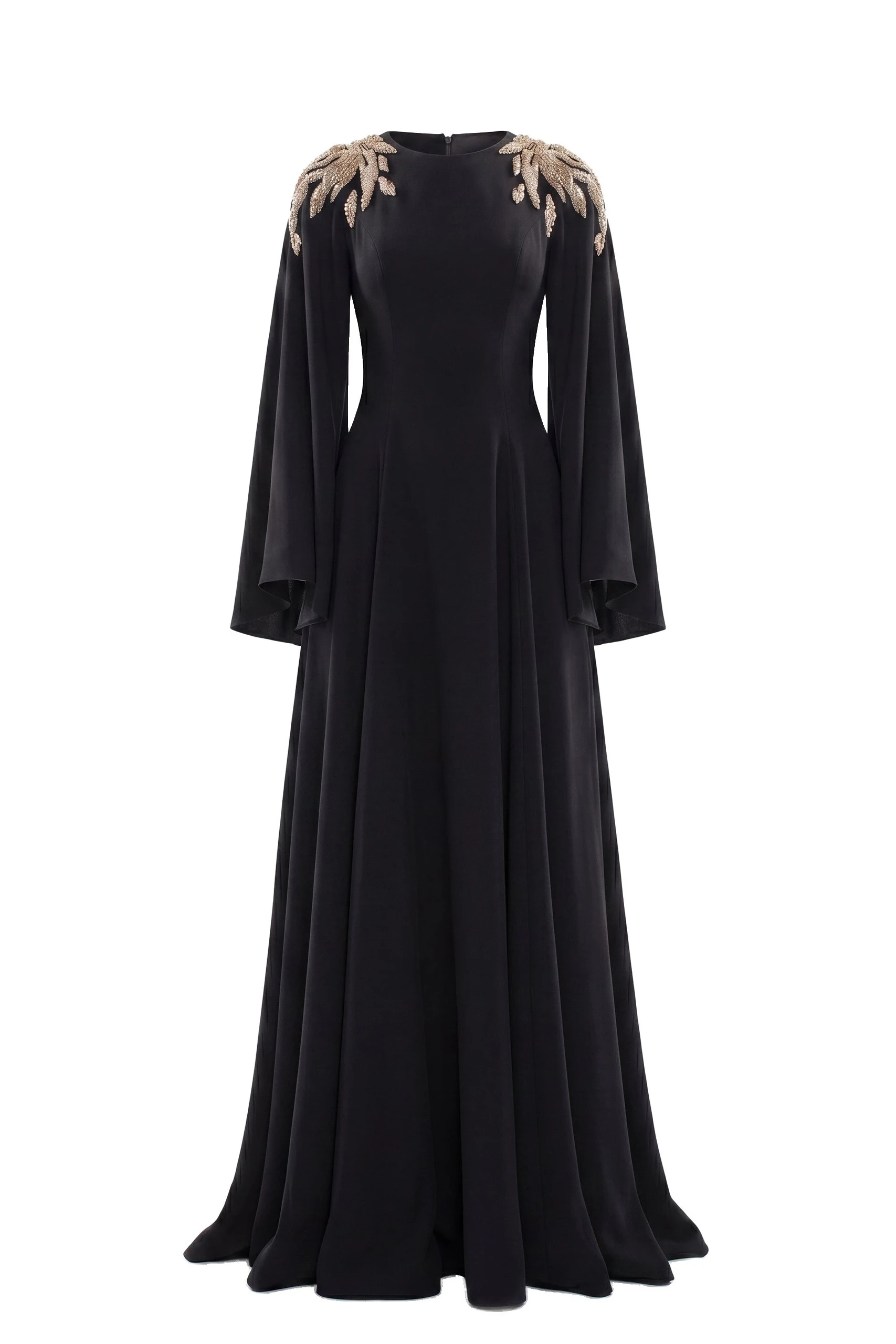 Saiid Kobeisy Embellished Crepe Kaftan in Jet Black Saiid Kobeisy Embellished Crepe Kaftan in Jet Black, Style 8