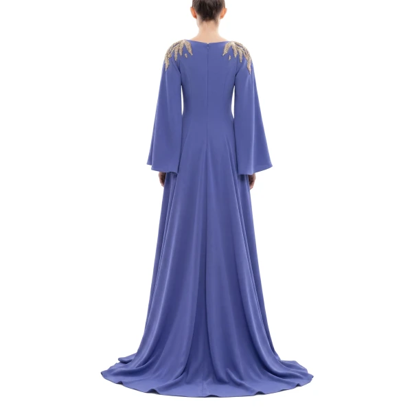 Saiid Kobeisy Embellished Crepe Kaftan in Marlin, view 4