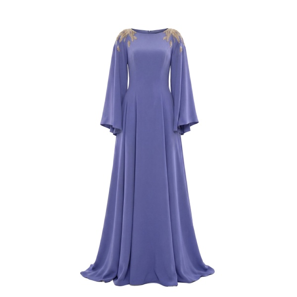 Saiid Kobeisy Embellished Crepe Kaftan in Marlin