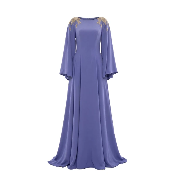 Saiid Kobeisy Embellished Crepe Kaftan in Marlin