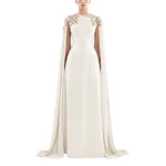 Saiid Kobeisy Embellished Crepe Kaftan in Off White