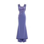 Saiid Kobeisy Embellished Long Crepe Dress in Marlin