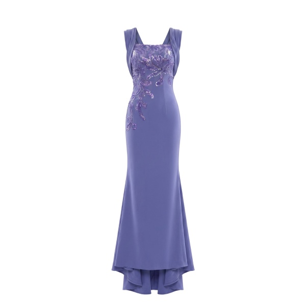 Saiid Kobeisy Embellished Long Crepe Dress in Marlin