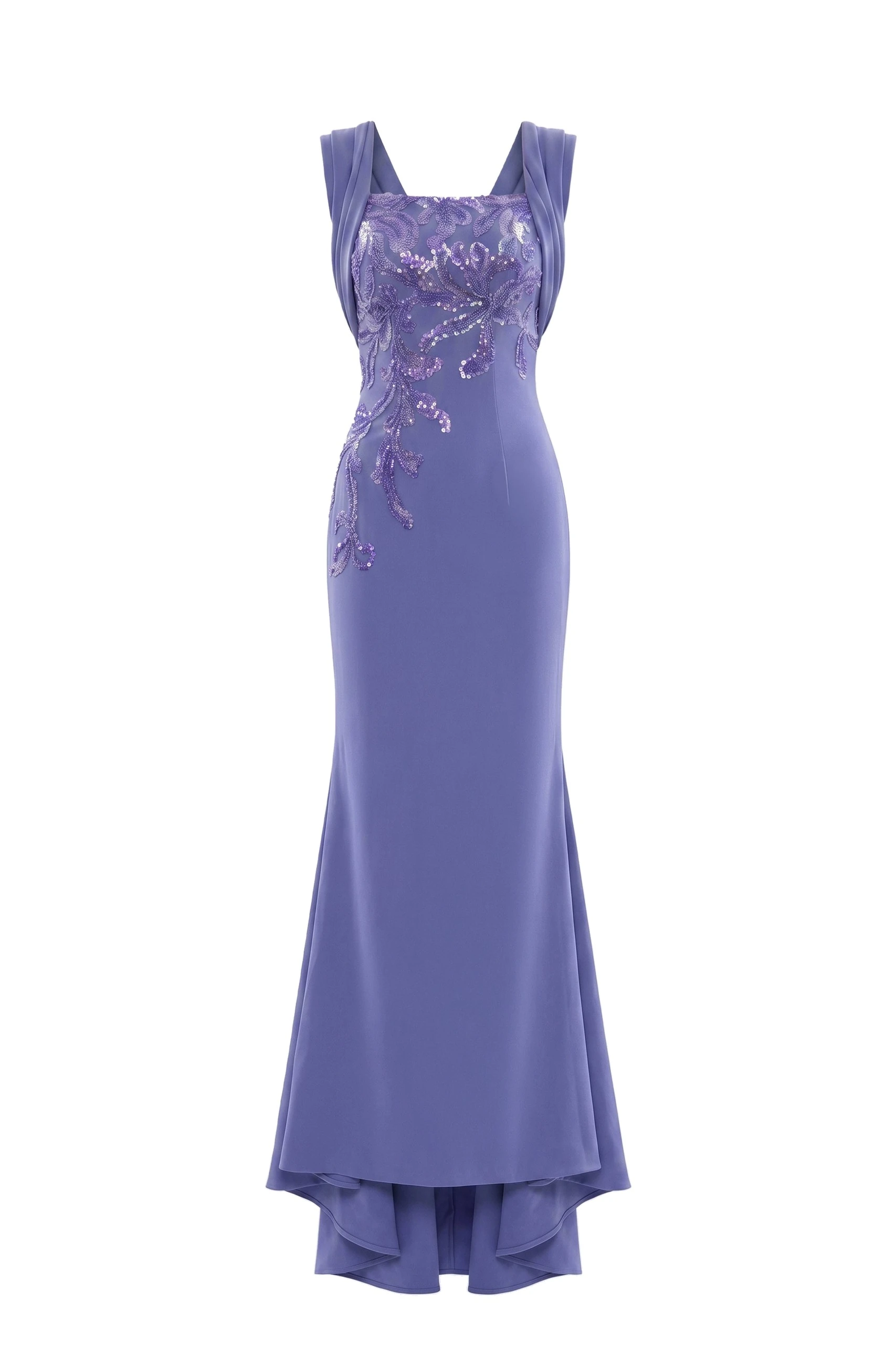 Saiid Kobeisy Embellished Long Crepe Dress in Marlin | Dresses | Coveti Saiid Kobeisy Embellished Long Crepe Dress in Marlin