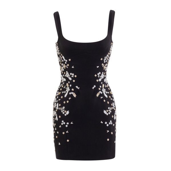Saiid Kobeisy Embellished Mini Dress in Jet Black
