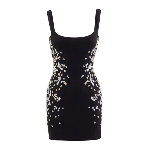 Saiid Kobeisy Embellished Mini Dress in Jet Black