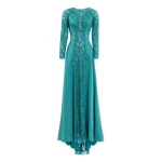 Saiid Kobeisy Embroidered Geometric Crepe Dress in North Sea