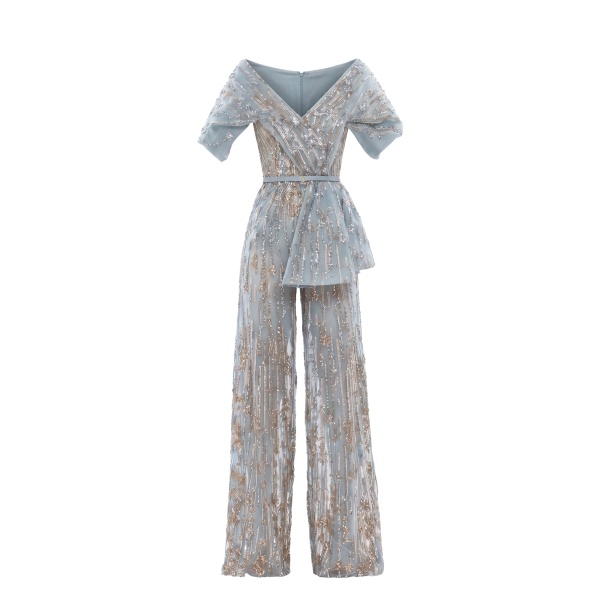 Saiid Kobeisy Embroidered Jumpsuit in Antigua Sand