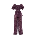 Saiid Kobeisy Embroidered Jumpsuit in Italian Plum