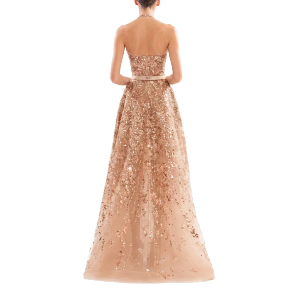 Saiid Kobeisy Embroidered Long Dress in Heavenly Pink, view 3