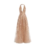 Saiid Kobeisy Embroidered Long Dress in Heavenly Pink