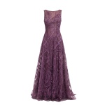 Saiid Kobeisy Embroidered Long Dress in Italian Plum, Style 59
