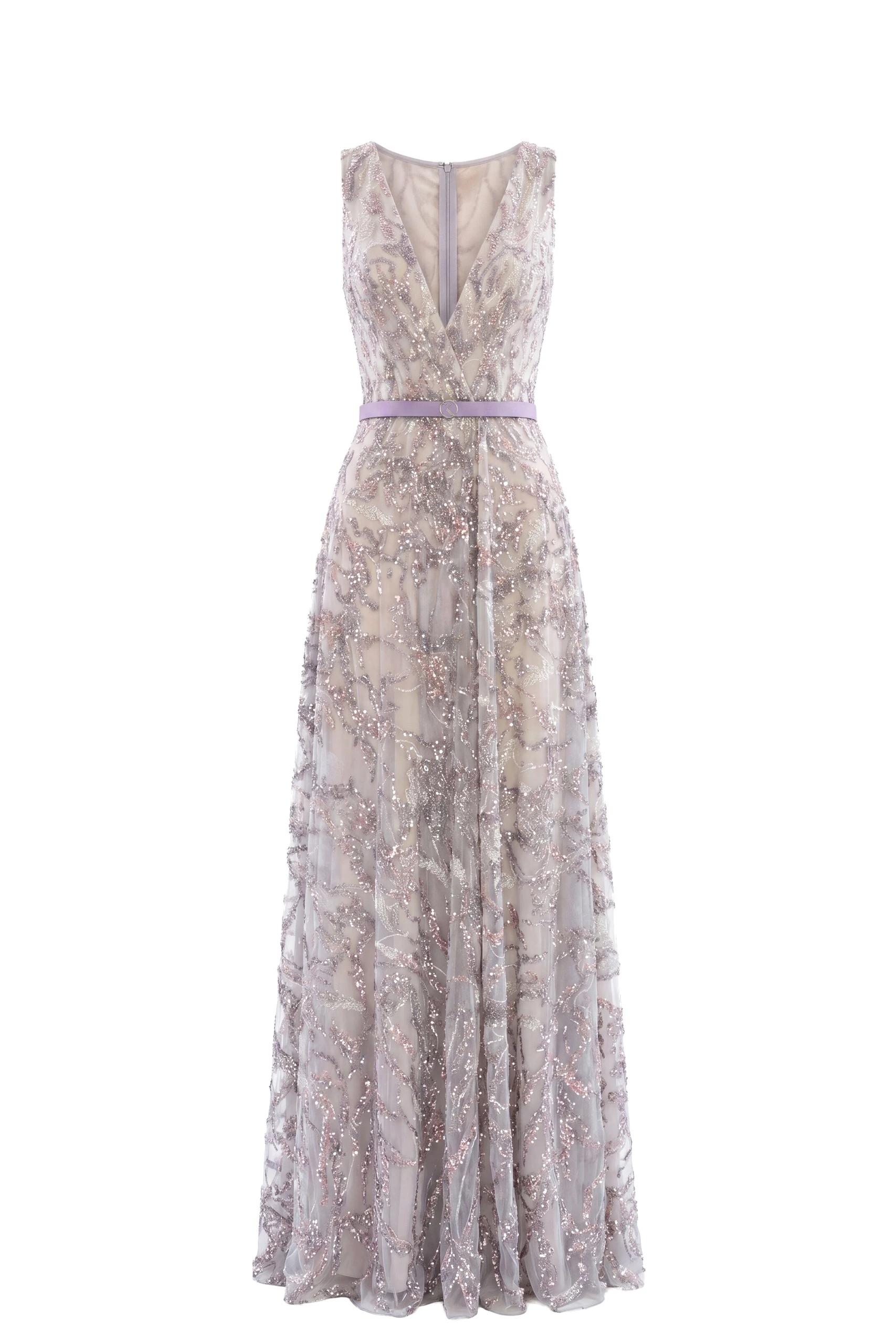 Saiid Kobeisy Embroidered Long Dress in Lavender | Dresses | Coveti Saiid Kobeisy Embroidered Long Dress in Lavender