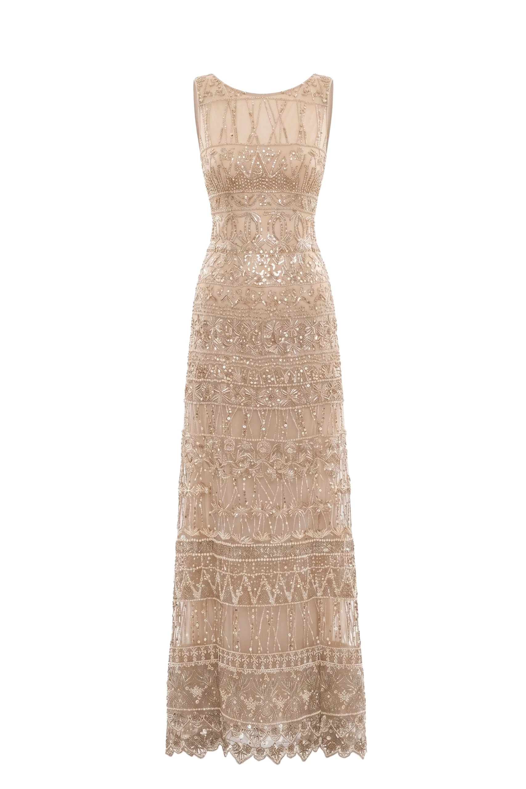 Saiid Kobeisy Embroidered Long Dress in Light Gold | Dresses | Coveti Saiid Kobeisy Embroidered Long Dress in Light Gold