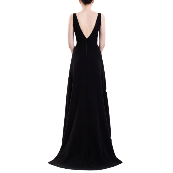 Saiid Kobeisy Embroidered Padded Crepe Dress in Jet Black and Off White, view 5