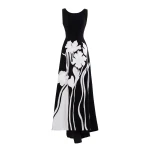 Saiid Kobeisy Embroidered Padded Crepe Dress in Jet Black and Off White