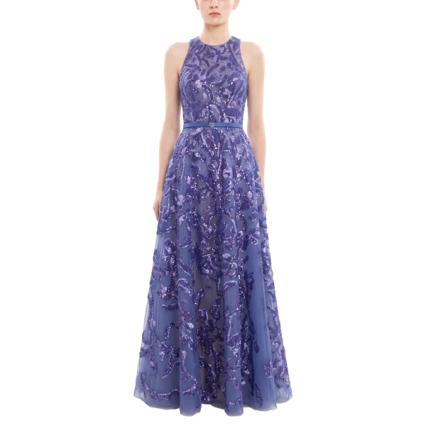 Saiid Kobeisy Embroidered Tulle Long Dress in Marlin, view 2
