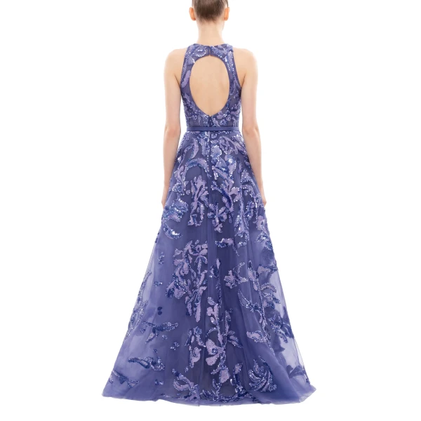 Saiid Kobeisy Embroidered Tulle Long Dress in Marlin, view 4