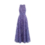 Saiid Kobeisy Embroidered Tulle Long Dress in Marlin