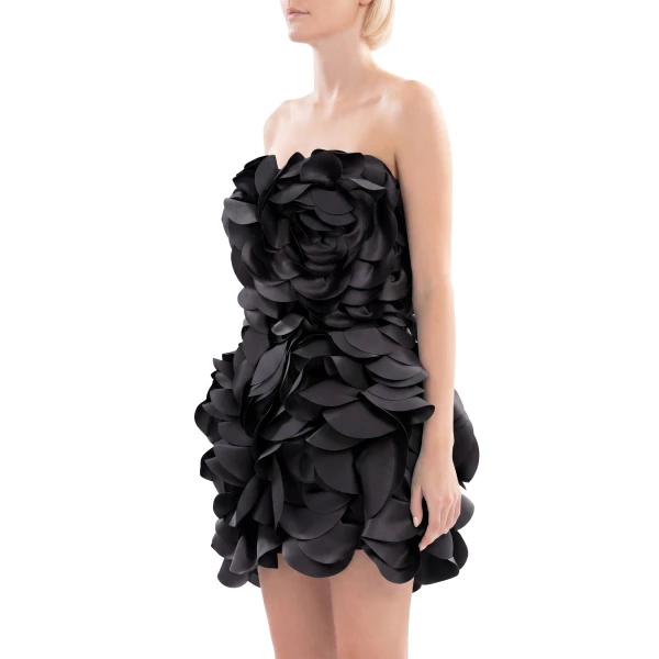 Saiid Kobeisy Floral Mini Dress in Jet Black, view 4
