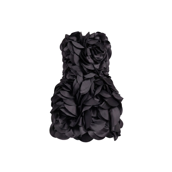 Saiid Kobeisy Floral Mini Dress in Jet Black