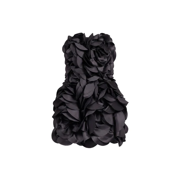 Saiid Kobeisy Floral Mini Dress in Jet Black
