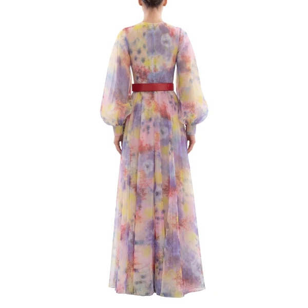 Saiid Kobeisy Floral Printed Long Dress in Heavenly Pink, view 3