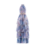 Saiid Kobeisy Floral Printed Long Dress in Lavender