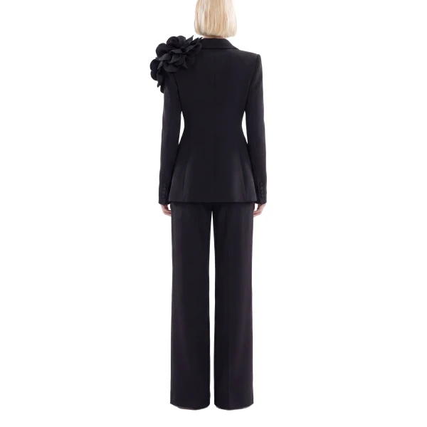 Saiid Kobeisy Floral Tailored Jacket in Jet Black, view 3