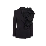 Saiid Kobeisy Floral Tailored Jacket in Jet Black