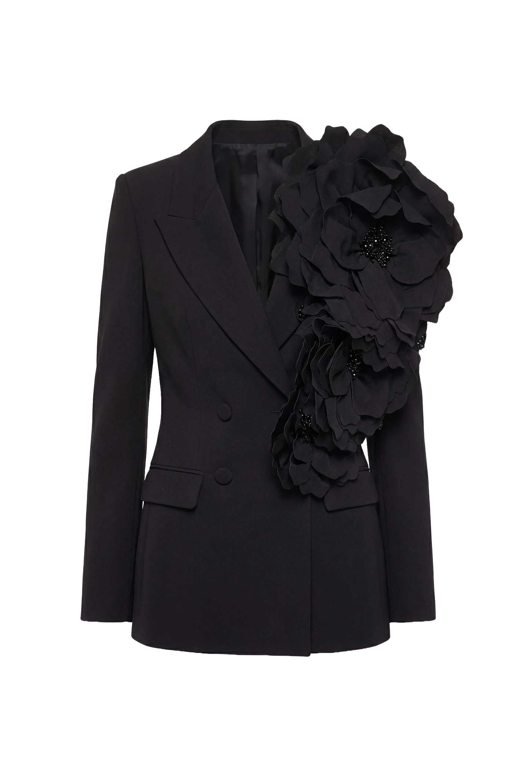 Saiid Kobeisy Floral Tailored Jacket in Jet Black | Dresses | Coveti Saiid Kobeisy Floral Tailored Jacket in Jet Black