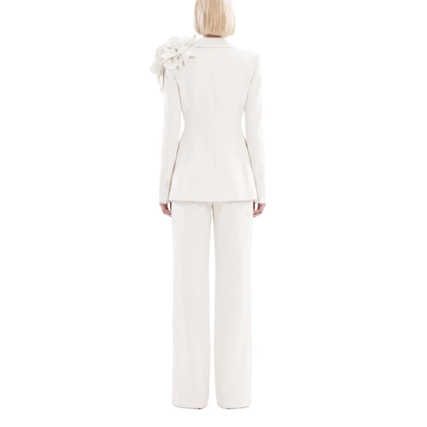 Saiid Kobeisy Floral Tailored Jacket in Off White, view 3