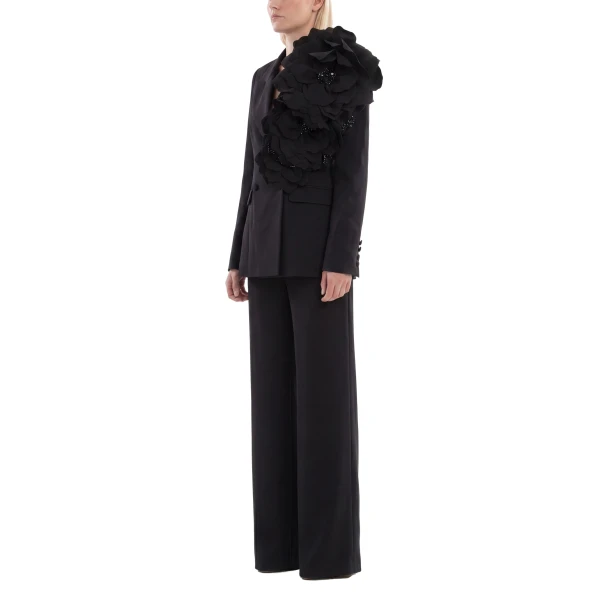 Saiid Kobeisy Floral Tailored Pants in Jet Black, view 4