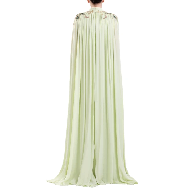 Saiid Kobeisy Flowy Embroidered Dress in Reed, view 5