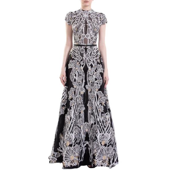 Saiid Kobeisy Fully Embellished Dress in Jet Black, view 3