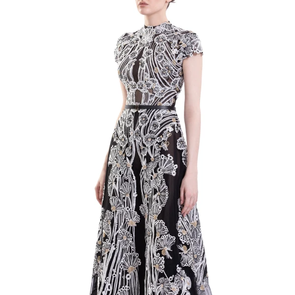 Saiid Kobeisy Fully Embellished Dress in Jet Black, view 4
