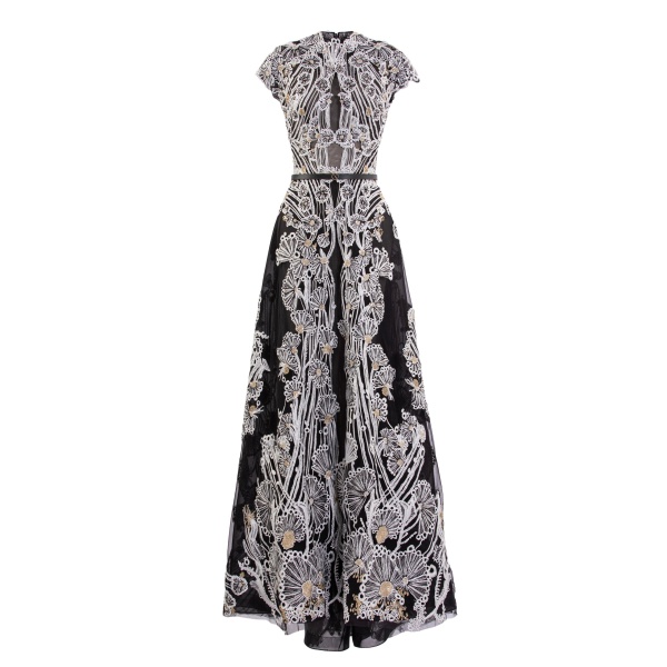 Saiid Kobeisy Fully Embellished Dress in Jet Black