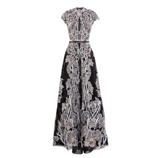 Fully Embellished Dress in Jet Black