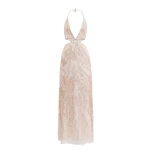 Saiid Kobeisy Fully Embroidered Cut-Out Dress in Light Gold