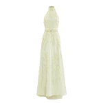 Saiid Kobeisy Halter Neck Embroidered Crepe Dress in Reed