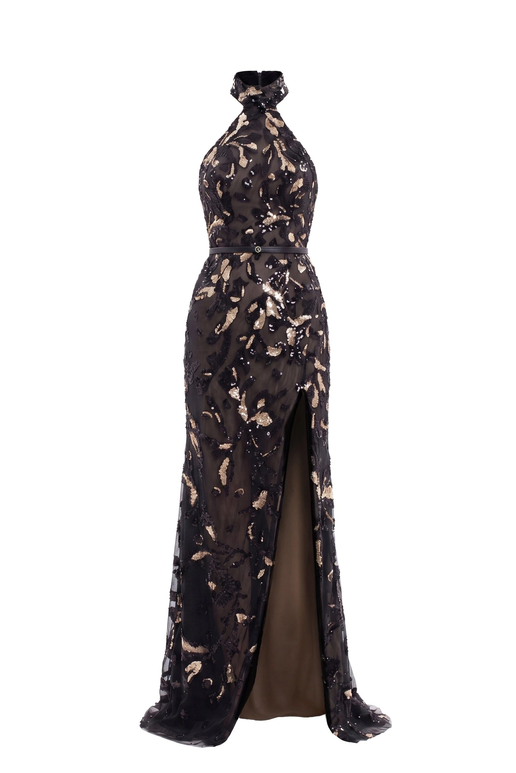 Saiid Kobeisy Halter Neck Embroidered Tulle Dress in Jet Black | Dresses | Coveti Saiid Kobeisy Halter Neck Embroidered Tulle Dress in Jet Black