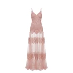 Saiid Kobeisy Lace Long Dress in Heavenly Pink, Style 34