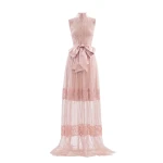 Saiid Kobeisy Lace Long Dress in Heavenly Pink, Style 35