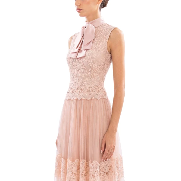 Saiid Kobeisy Lace Long Dress in Heavenly Pink, Style 36, view 4